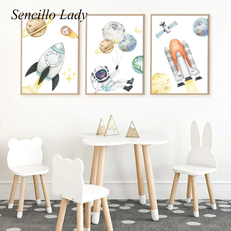 Ракета, космонавт пространство детская художественная плакат приключение с рисунками из мультфильма; Принт декоративная картина на стену изображение для маленьких детей номер Декор 
Ракета, космонавт пространство детская художественная плакат приключение с рисунками из мультфильма; Принт декоративная картина на стену изображение для маленьких детей номер Декор