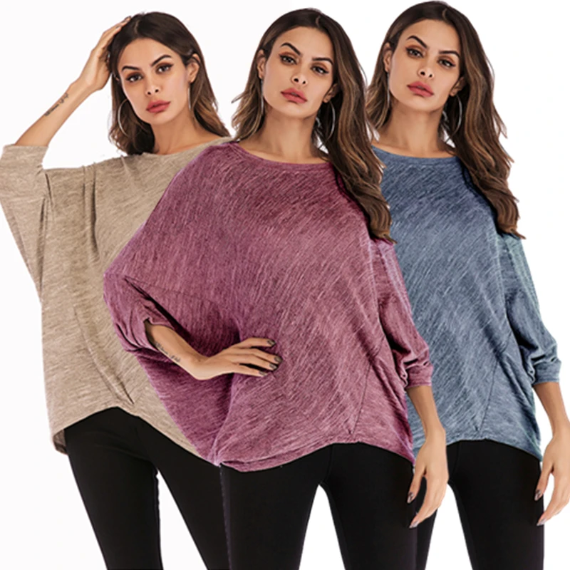 2021 new spring and summerWomen's solid color half-sleeve high and low casual loose T-shirt top with bat sleeves
2021 new spring and summerWomen's solid color half-sleeve high and low casual loose T-shirt top with bat sleeves