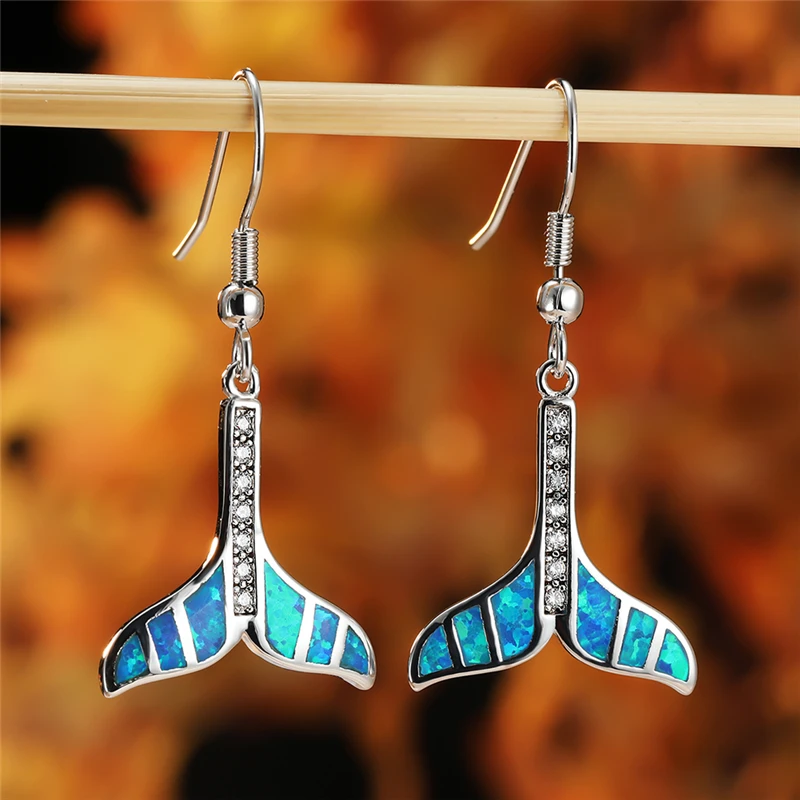 Luxury Female Blue Opal Drop Earrings Vintage Silver Color Wedding Earrings Charm Mermaid Tail Dangle Earrings For Women
Luxury Female Blue Opal Drop Earrings Vintage Silver Color Wedding Earrings Charm Mermaid Tail Dangle Earrings For Women
