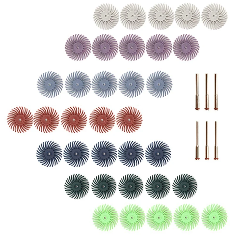 35Pcs Radial Bristle Disc Kit Abrasive Brush Wheel Radial Bristle Disc with 6Pcs Mandrels for Rotary Dremel Tool
35Pcs Radial Bristle Disc Kit Abrasive Brush Wheel Radial Bristle Disc with 6Pcs Mandrels for Rotary Dremel Tool