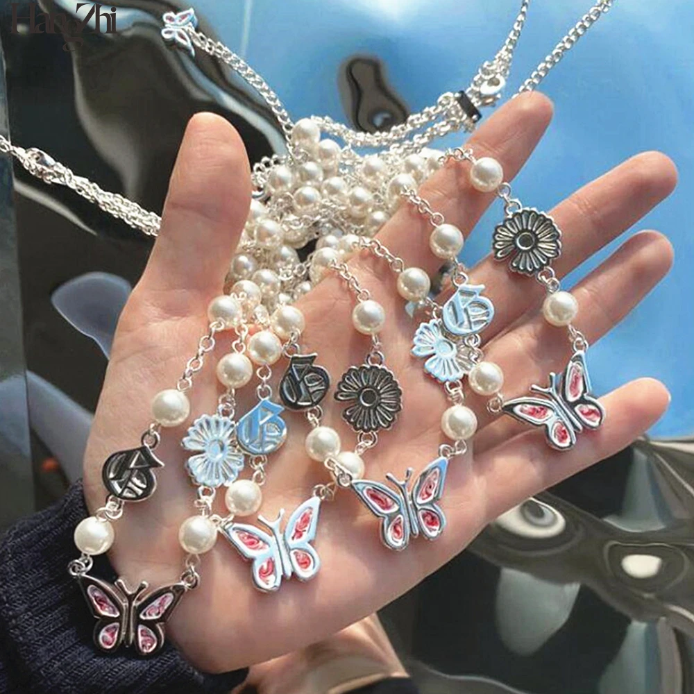 HangZhi 2021 New Colorful Enamel Butterfly Flower Link Chain Pearl Beaded Necklace Gothic Punk Cool Girls Y2K Jewelry for Women
HangZhi 2021 New Colorful Enamel Butterfly Flower Link Chain Pearl Beaded Necklace Gothic Punk Cool Girls Y2K Jewelry for Women