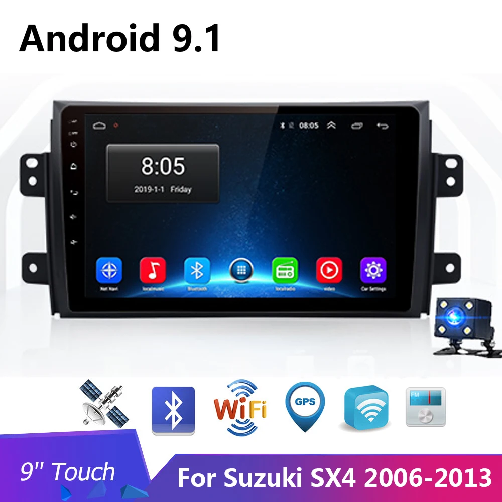 Автомобильный мультимедийный плеер 9 дюймов 2 Din Android 1 DVD видео для Suzuki SX4 2006 2007 - 2012