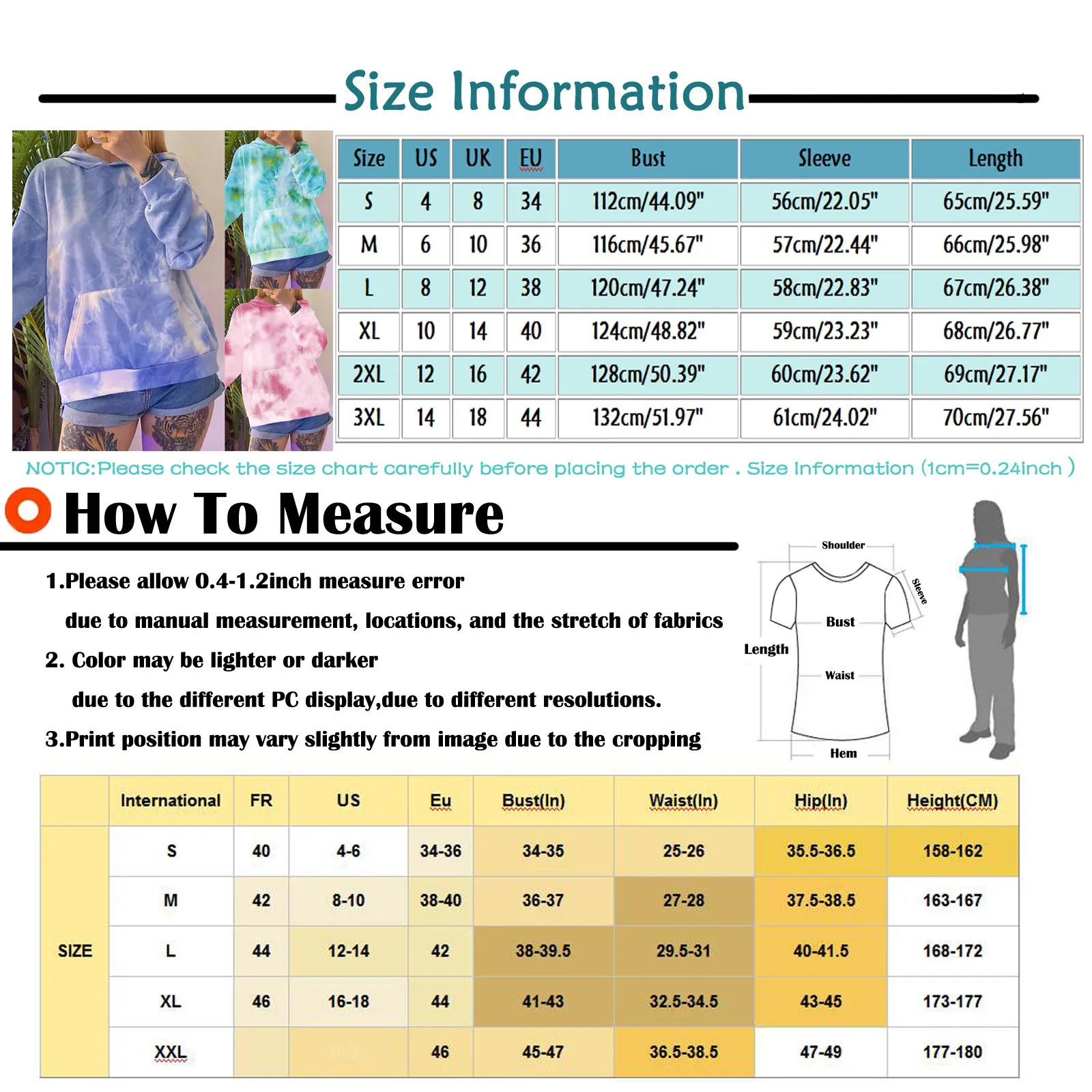 Tie Dye Women's Hoodies Autumn Winter Female Hooded Streetwear Casual Sweatshirts Harajuku Oversized Ladies Pockets Hoodies
Tie Dye Women's Hoodies Autumn Winter Female Hooded Streetwear Casual Sweatshirts Harajuku Oversized Ladies Pockets Hoodies