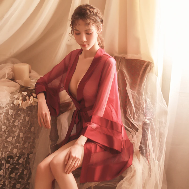 Naughty Sexy Lingerie Silk Robes for Women Sheer See Through Sleep Tops Mesh Sleepwear Bridal Robe Bridal Party Gifts Bathrobe
Naughty Sexy Lingerie Silk Robes for Women Sheer See Through Sleep Tops Mesh Sleepwear Bridal Robe Bridal Party Gifts Bathrobe