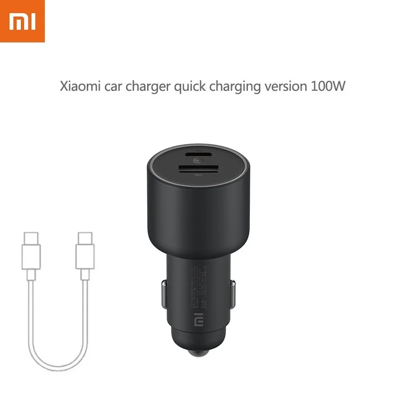 

100% Original Xiaomi Car Charger Quick Charge 100w / 1A1C USB A Fast Charging Type-C Car charger For Xiaomi iPhone Samsung etc