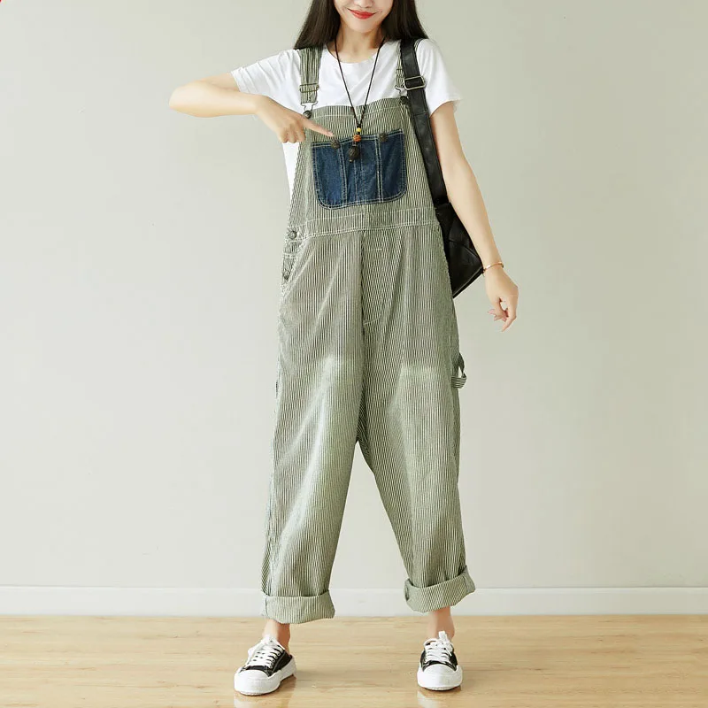 Helisopus Vintage Striped Overalls for Women 2021 Oversize Loose Cowboy Big Pocket Plus Size Casual Jumpsuit Women Rompers
Helisopus Vintage Striped Overalls for Women 2021 Oversize Loose Cowboy Big Pocket Plus Size Casual Jumpsuit Women Rompers