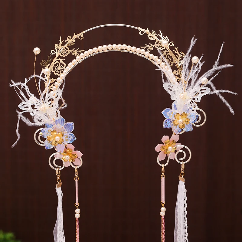 Hanfu Fairy Headdress Floral Tassel Buyao Headband Crown Antique Hair Accessories Pearls Bride Hairpin Cosplay Princess Headwear
Hanfu Fairy Headdress Floral Tassel Buyao Headband Crown Antique Hair Accessories Pearls Bride Hairpin Cosplay Princess Headwear
