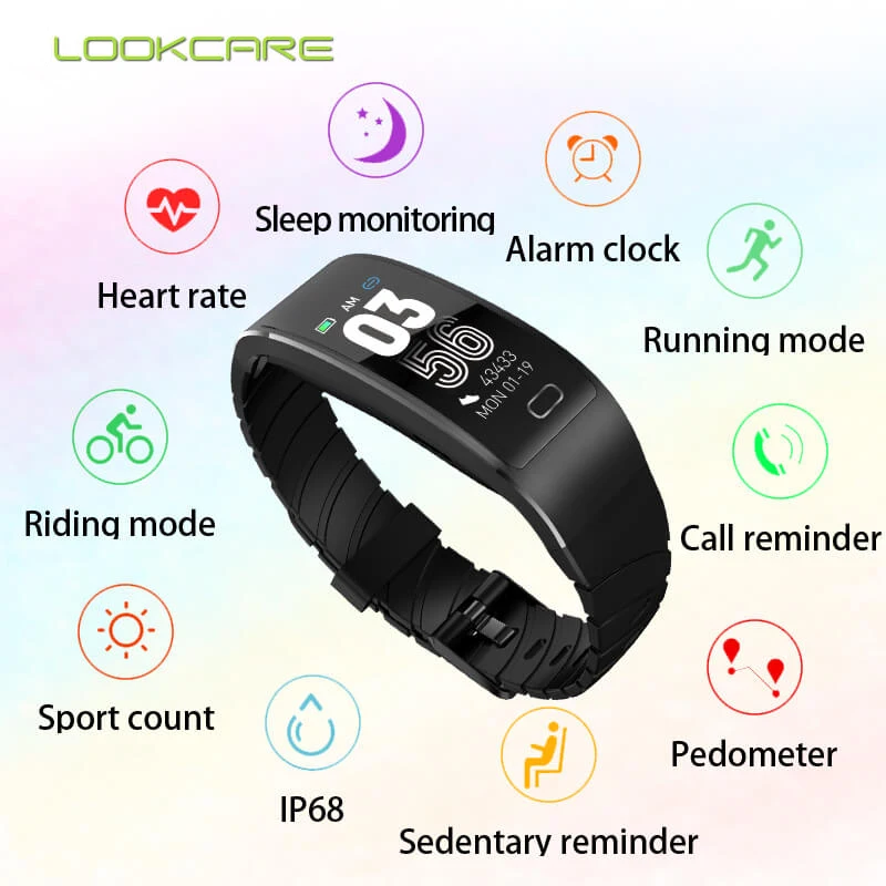 Lookcare S7 Смарт часы IP68 Водонепроницаемый калорий Шагомер фитнес трекер спортивный