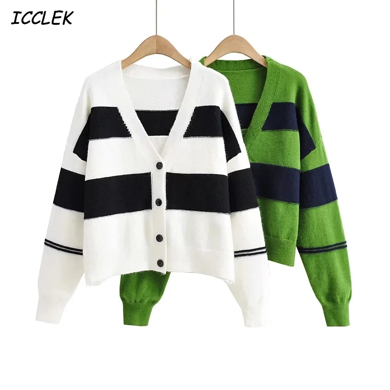 2021 New Women V-neck Single-breasted Ladies Full Sleeve Loose Female Striped Cardigans Tops Knitted Autumn Winter Sweaters
2021 New Women V-neck Single-breasted Ladies Full Sleeve Loose Female Striped Cardigans Tops Knitted Autumn Winter Sweaters