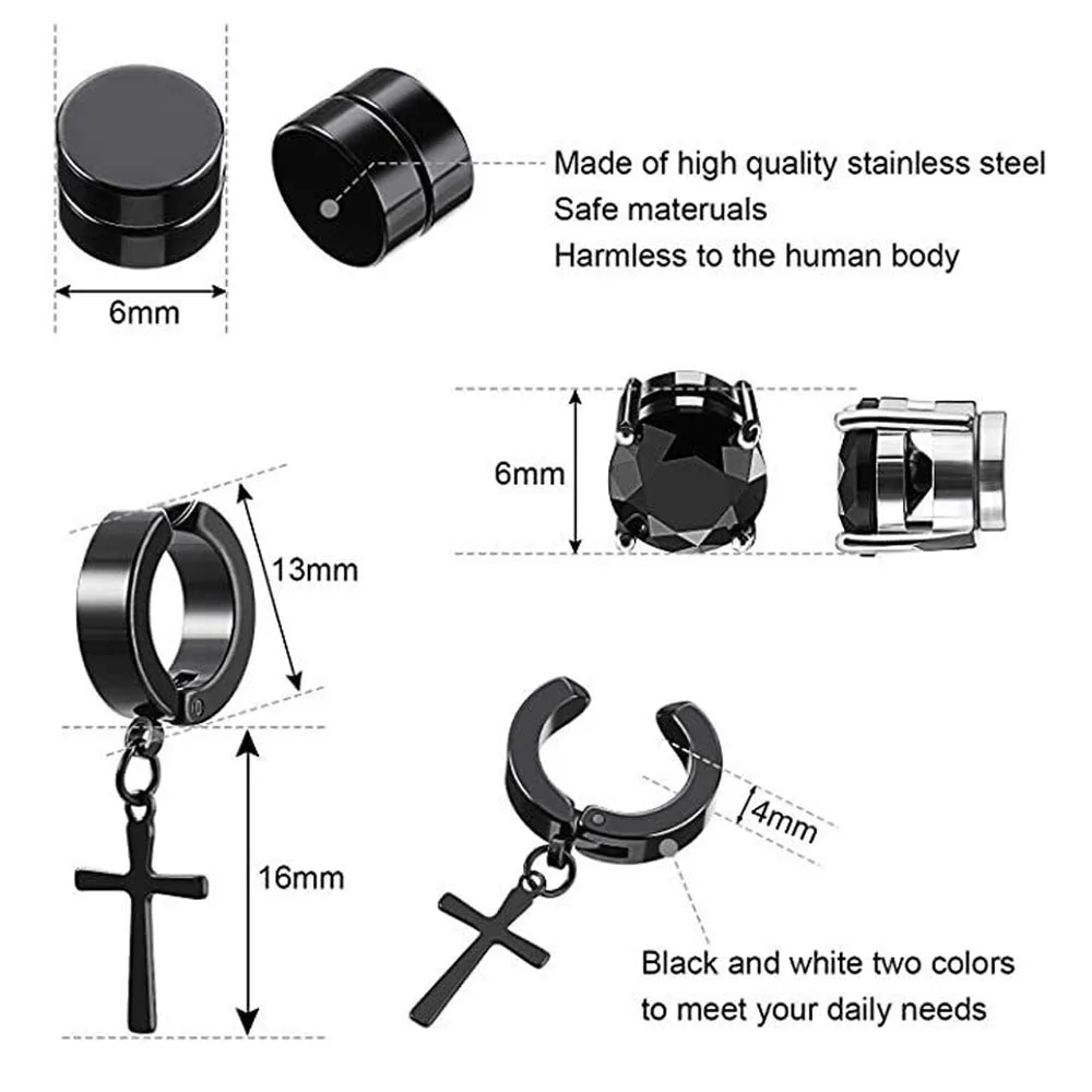 2pcs Punk Mens Strong Magnet Magnetic Ear Stud Set Non Piercing Earrings Fake Cross Earrings Gift for Boyfriend Lover Jewelry
2pcs Punk Mens Strong Magnet Magnetic Ear Stud Set Non Piercing Earrings Fake Cross Earrings Gift for Boyfriend Lover Jewelry