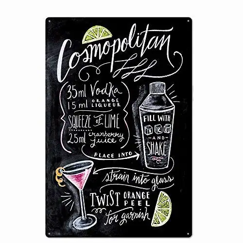 Cosmopolitan Cocktail Tin Sign, Vintage Plate Blank Wall Decor Wall Art Decor Rustic Home Decorations for Room
Cosmopolitan Cocktail Tin Sign, Vintage Plate Blank Wall Decor Wall Art Decor Rustic Home Decorations for Room