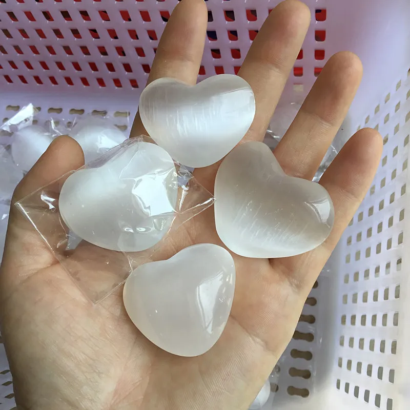 Selenite естественная форма сердца ручная работа Рэйки лечение чакры Energy Gems Yoga
