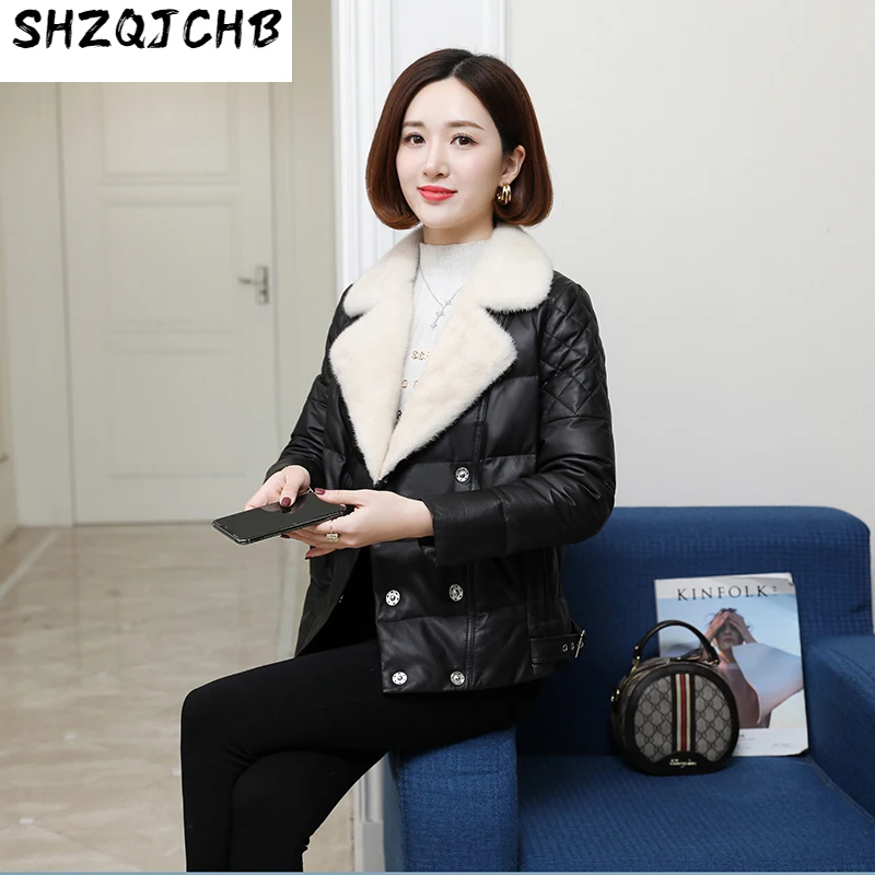 Куртка SHZQ из овечьей кожи, женская короткая, меховой воротник из норки, 2021, новая зимняя, маленькая
Куртка SHZQ из овечьей кожи, женская короткая, меховой воротник из норки, 2021, новая зимняя, маленькая