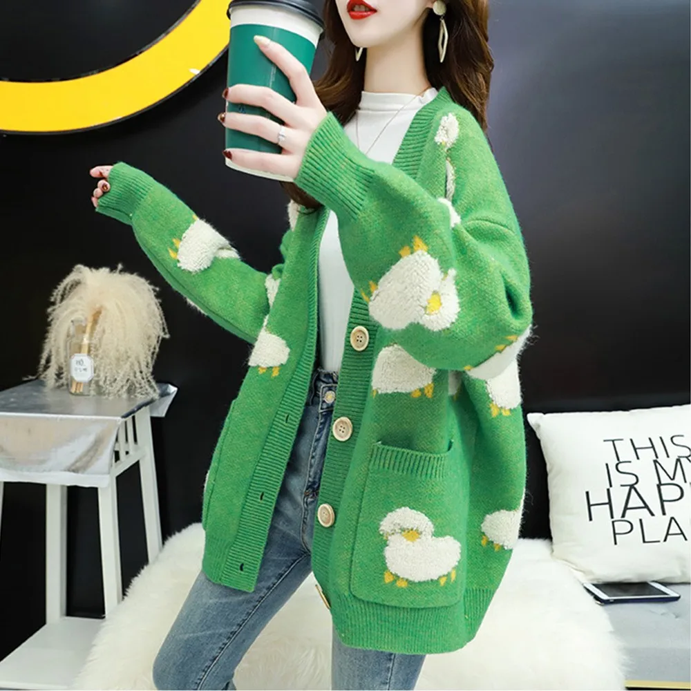 2021 Autumn Winter Cardigan Women V neck Button Up Oversized Jacket Sheep Knit Loose Lady Sweater Green Christmas Jumper A50
2021 Autumn Winter Cardigan Women V neck Button Up Oversized Jacket Sheep Knit Loose Lady Sweater Green Christmas Jumper A50