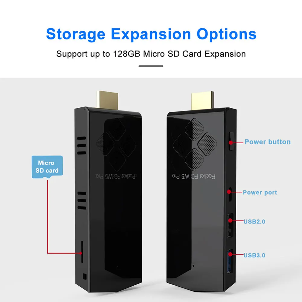 W5 Pro Windows10 Mini Pc Stick Quad Core Atom X5-Z8350 RAM 4GB ROM 64GB 2GB 32GB 1000M Lan Media Player Set Top Box Stick