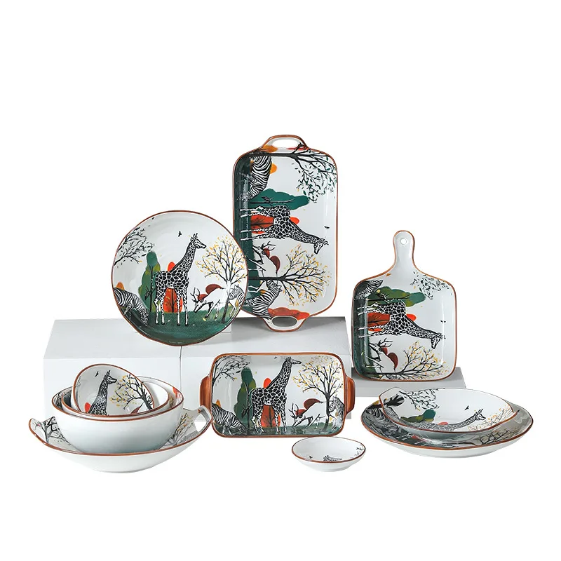 Underglaze color net red tableware set ceramic household creative bowl plate combination lovely rice bowl fish plate soup bowl
Underglaze color net red tableware set ceramic household creative bowl plate combination lovely rice bowl fish plate soup bowl