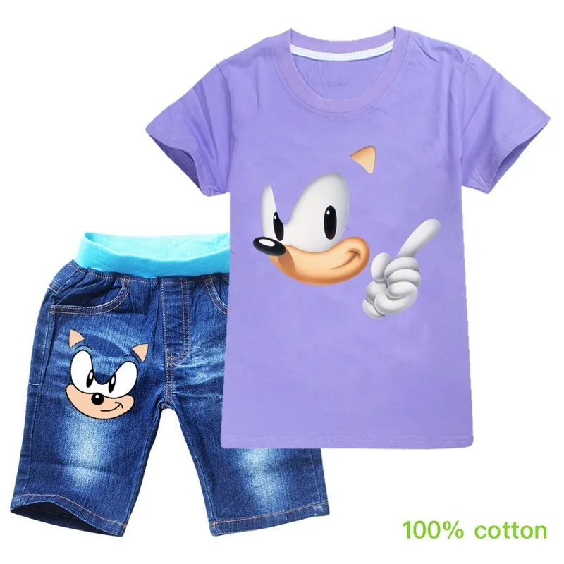 2020 Summer O-Neck Cotton Kids Boy Clothes Sonic The Hedgehog T Shirt + Denim Shorts Baby Girl Clothing Set Children Camisetas
2020 Summer O-Neck Cotton Kids Boy Clothes Sonic The Hedgehog T Shirt + Denim Shorts Baby Girl Clothing Set Children Camisetas