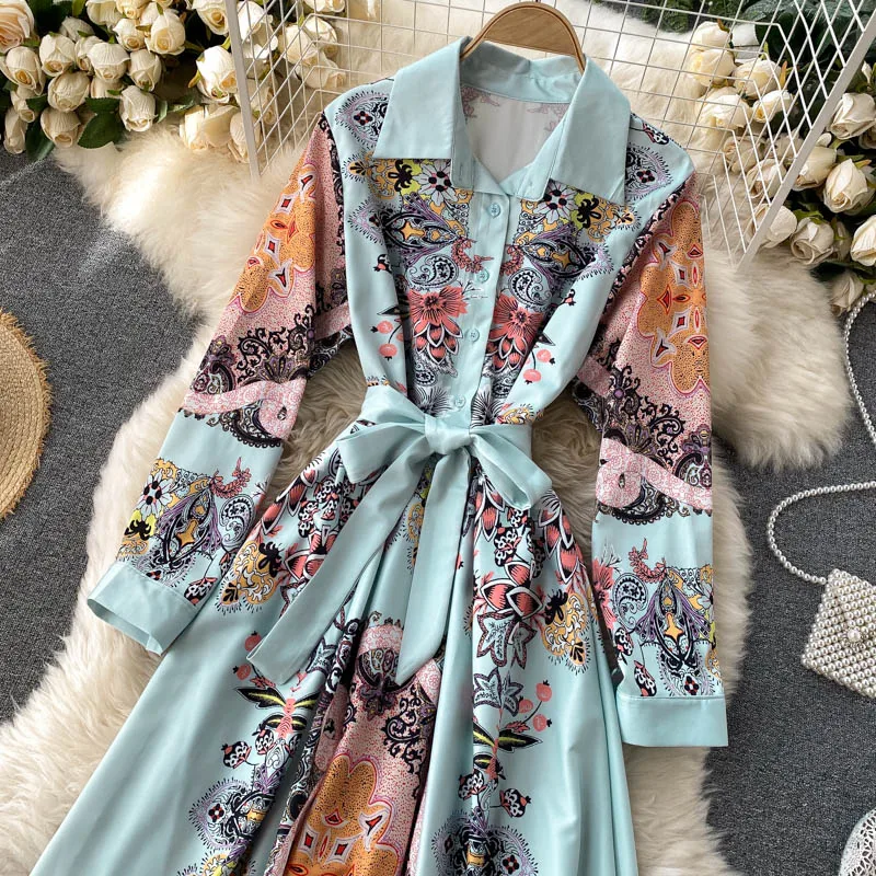 Women Vintage Long Dress 2021 Spring Autumn Femme Robe Turn-down Collar Long Sleeve Chic Slim Tunic Printed Maxi Party Dresses
Women Vintage Long Dress 2021 Spring Autumn Femme Robe Turn-down Collar Long Sleeve Chic Slim Tunic Printed Maxi Party Dresses