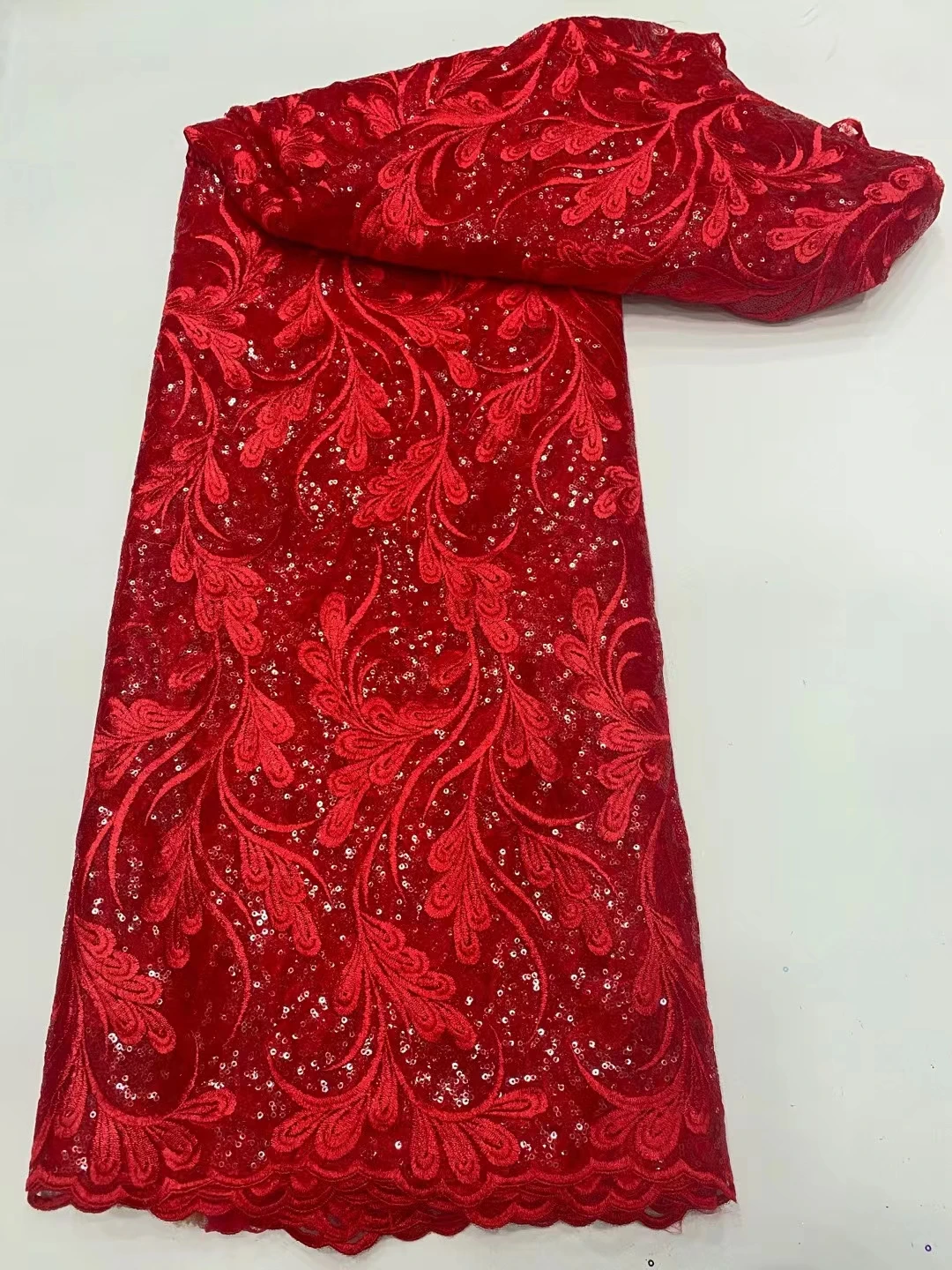 Red Sequins Lace Embroidery African Lace Fabric 2021 High Quality French Nigerian Mesh Lace Fabrics For Sewing
Red Sequins Lace Embroidery African Lace Fabric 2021 High Quality French Nigerian Mesh Lace Fabrics For Sewing
