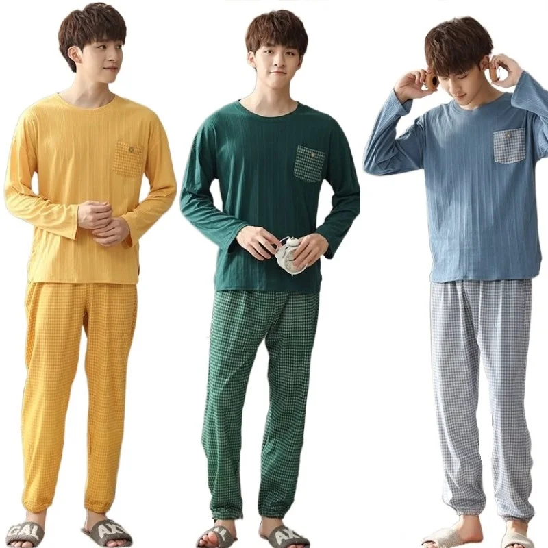 Autumn Men Pyjama Set Full Cotton Pajama Suit Long Sleeve Plaid Pijamas Hombre Sleepwear Winter Night Sleepwear Male Home Wear
Autumn Men Pyjama Set Full Cotton Pajama Suit Long Sleeve Plaid Pijamas Hombre Sleepwear Winter Night Sleepwear Male Home Wear