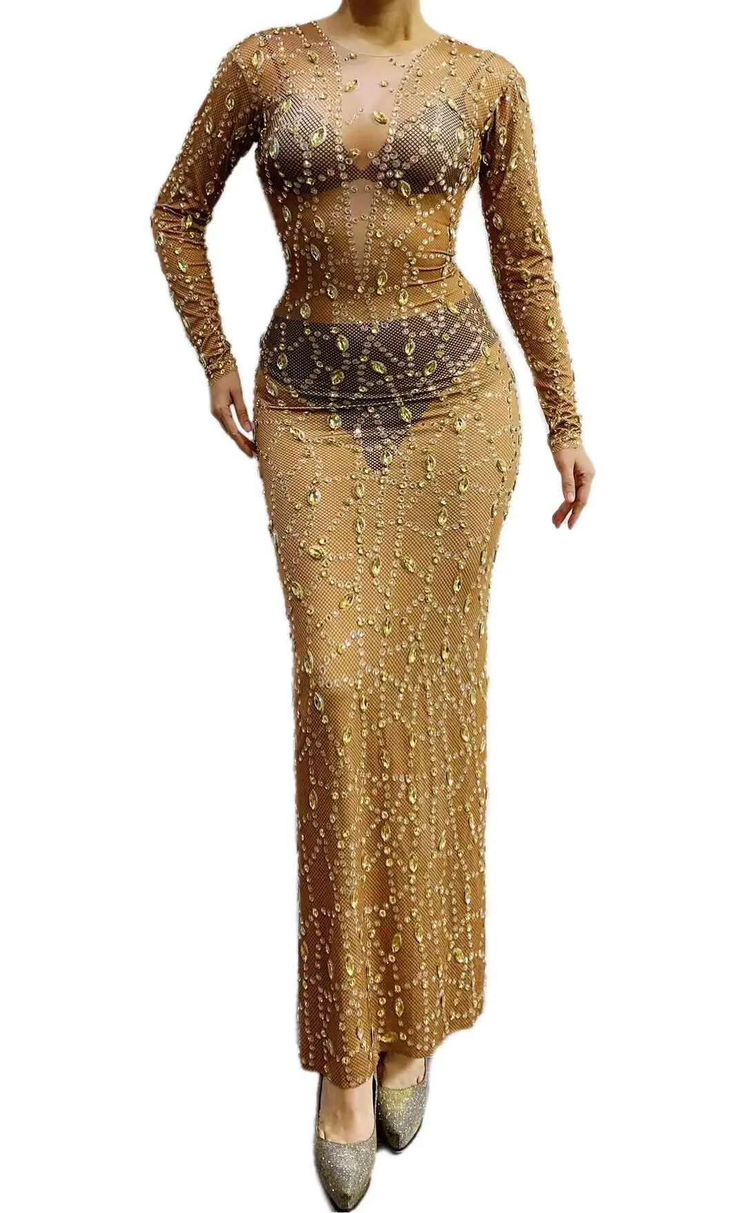 Gold Rhinestone Transparent Long Dress Birthday Party Celebrate Outfit Women Dancer Show Wear Prom Elegant Dresses 2021
Gold Rhinestone Transparent Long Dress Birthday Party Celebrate Outfit Women Dancer Show Wear Prom Elegant Dresses 2021