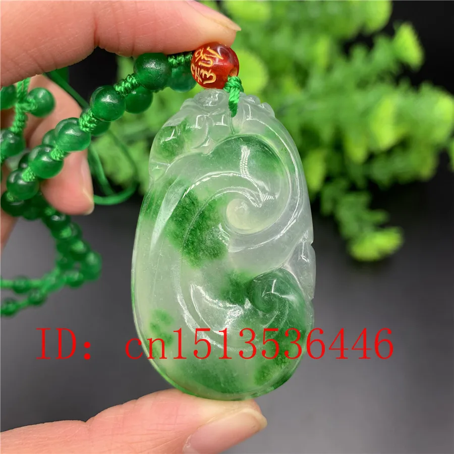 

Резной кулон из нефрита Ruyi, китайский зеленый жадеит, ожерелье, очаровательные ювелирные изделия, модный счастливый амулет, подарки для жен...