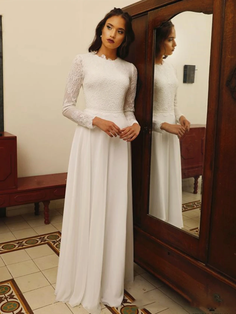 Vintage Elegant A Line Appliques Wedding Dresses With Lace Long Sleeve Bridal Gowns Pearls Botton Custom Made Vestido De Noiva
Vintage Elegant A Line Appliques Wedding Dresses With Lace Long Sleeve Bridal Gowns Pearls Botton Custom Made Vestido De Noiva