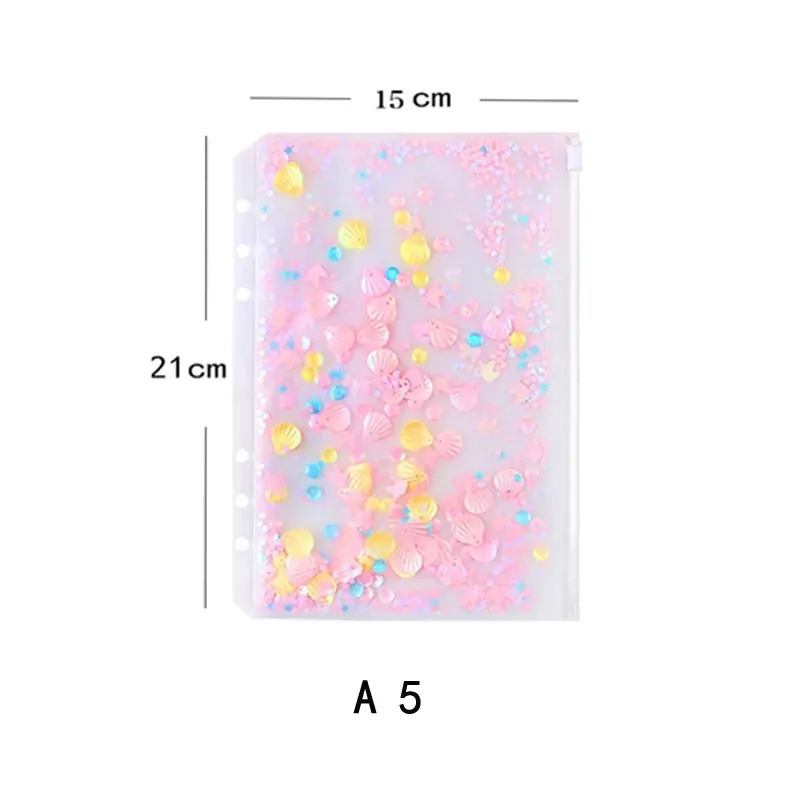 6pcs A5 A6 Glitter Sequins Pink PVC Transparent Loose Leaf Inner Pocket Standard 6 Holes File Holder With Zipper Storage Pouch
6pcs A5 A6 Glitter Sequins Pink PVC Transparent Loose Leaf Inner Pocket Standard 6 Holes File Holder With Zipper Storage Pouch