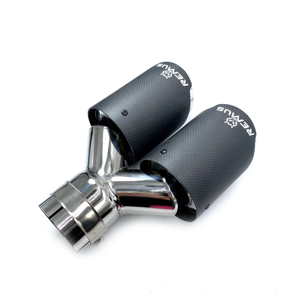 1PC Car Double-pipe carbon fiber exhaust pipe matte carbon fiber straight-edge Y-shaped outlet flush with Remus Logo
1PC Car Double-pipe carbon fiber exhaust pipe matte carbon fiber straight-edge Y-shaped outlet flush with Remus Logo