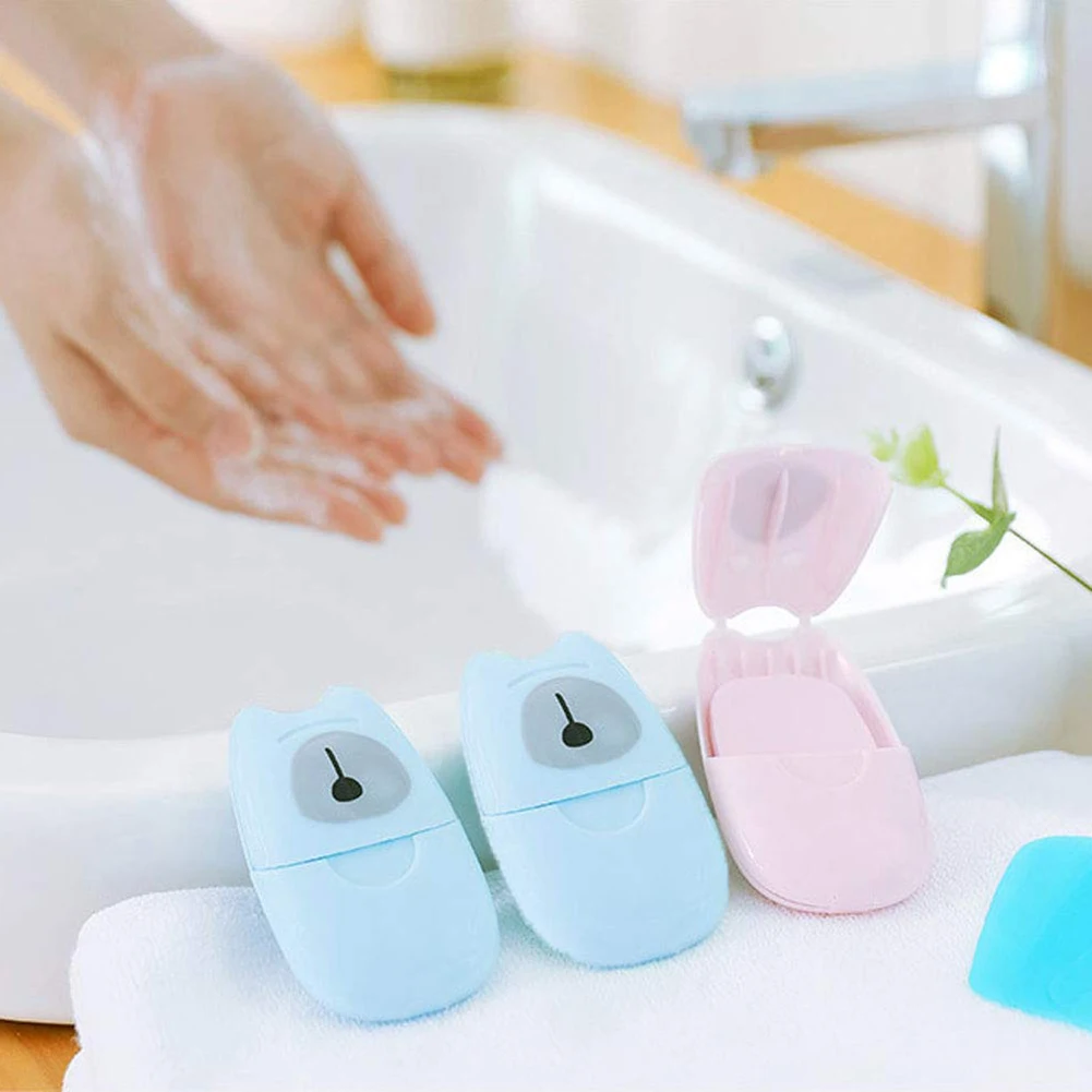 

2Packs Washing Hand Bath Travel Scented Slice Sheets with Storage box Paper Soap Random for Outdoor Washing Cleaning Hand