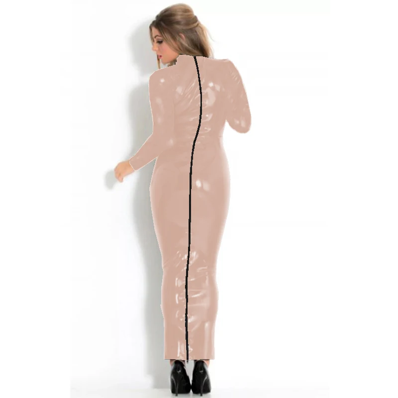 Женское облегающее платье макси из искусственной кожи 17 цветов длинное