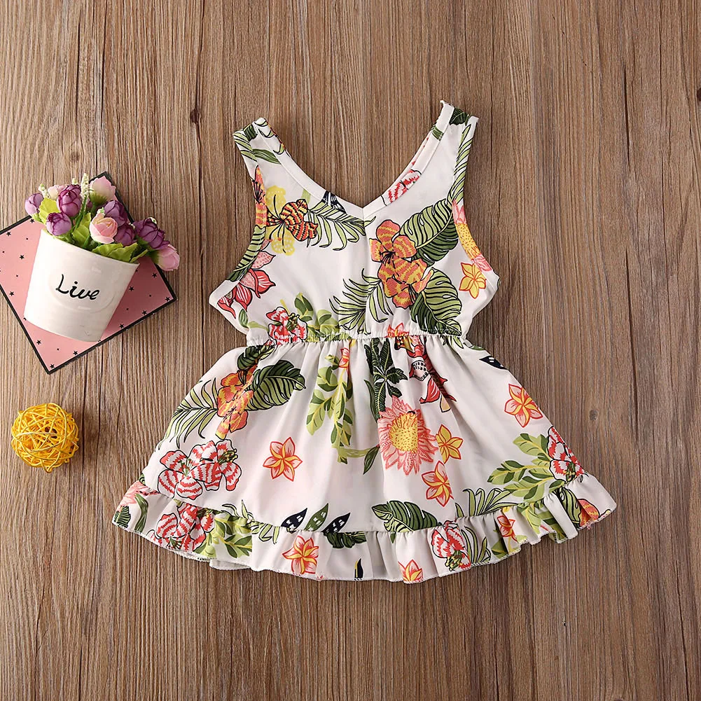 Детское платье без рукавов с цветочным рисунком | Детская одежда и обувь