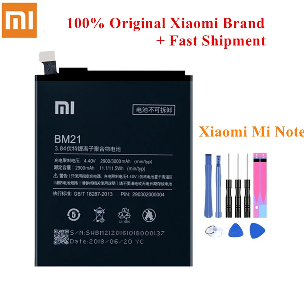100% Оригинальная батарея BM21 для Xiaomi Redmi Note 2900/3000mAh Высокое качество мобильная