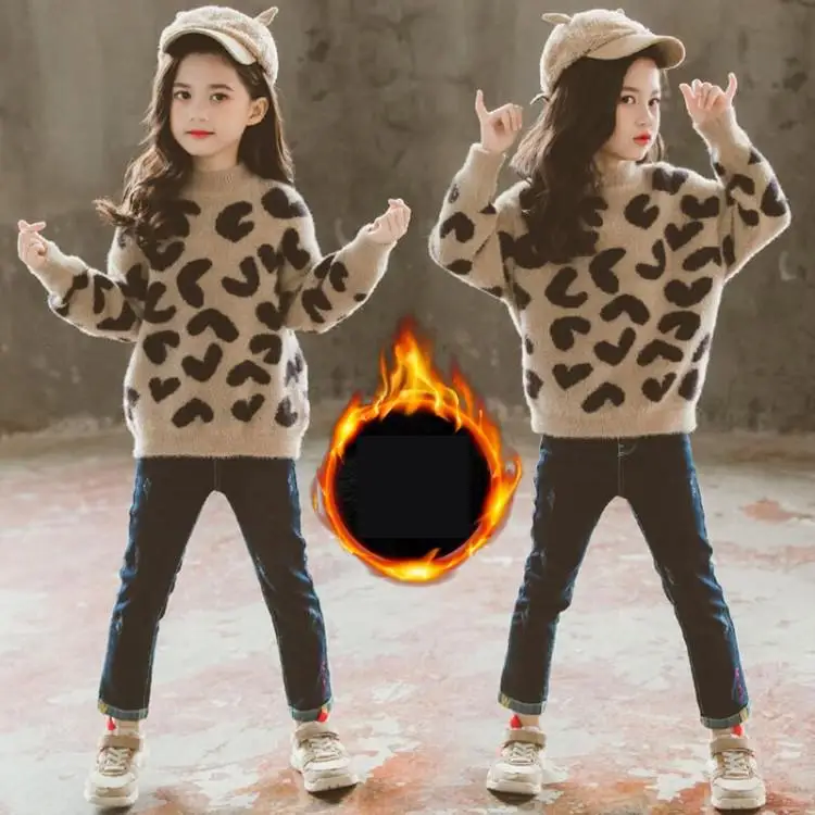 4T-14T Fall Winter Teenage Girls Kids Thick Knitted O-Neck Sweaters Clothes Warm Shirts Children Leopard Print Pullover Sweaters 
4T-14T Fall Winter Teenage Girls Kids Thick Knitted O-Neck Sweaters Clothes Warm Shirts Children Leopard Print Pullover Sweaters