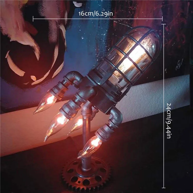 Retro Steampunk Rocket Lamp Light LED Table Offices Cool Rocket Night Light For Home Office Decoration Desktop Decor Gift H&JOY
Retro Steampunk Rocket Lamp Light LED Table Offices Cool Rocket Night Light For Home Office Decoration Desktop Decor Gift H&JOY