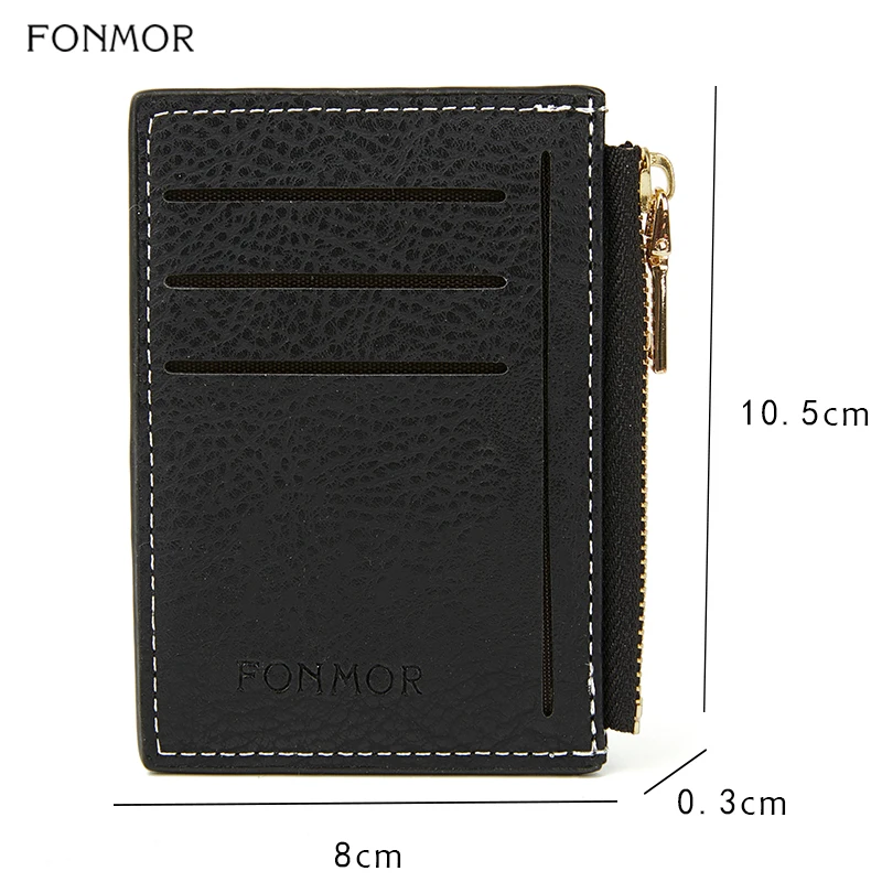 Fonmor Women Slim Zipper Wallet PU Leather Men Casual Credit Card Holder Coin Money Pouch Female Clutch Purses Small Wallets New | Багаж и