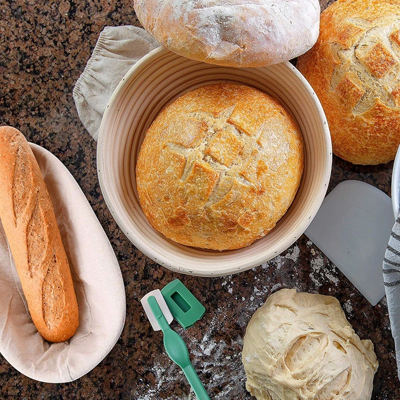 6-Piece Preserved Bread Basket 22.86cm Round + 25.40X15.24cm Oval Sourdough Baking Kit Bread Scraper,The Perfect Choice for Arti
6-Piece Preserved Bread Basket 22.86cm Round + 25.40X15.24cm Oval Sourdough Baking Kit Bread Scraper,The Perfect Choice for Arti