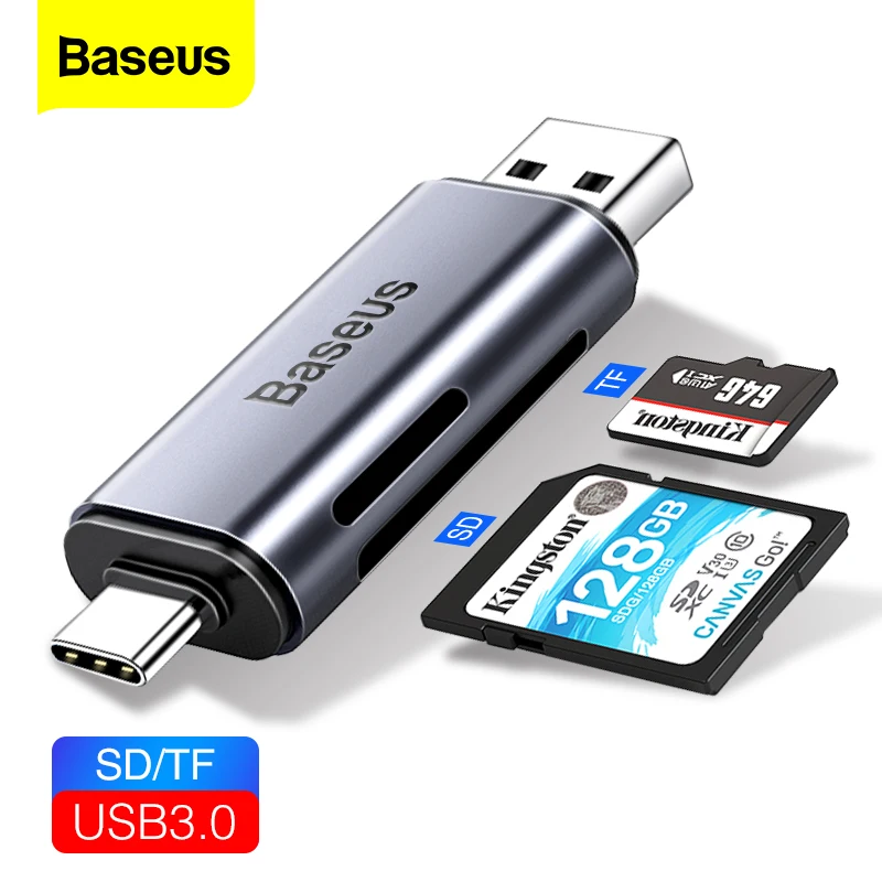 

Baseus 2 in 1 Card Reader USB 3.0 &USB Type C to SD Micro SD TF Card Reader OTG Adapter Smart Memory Microsd Cardreader For iPad