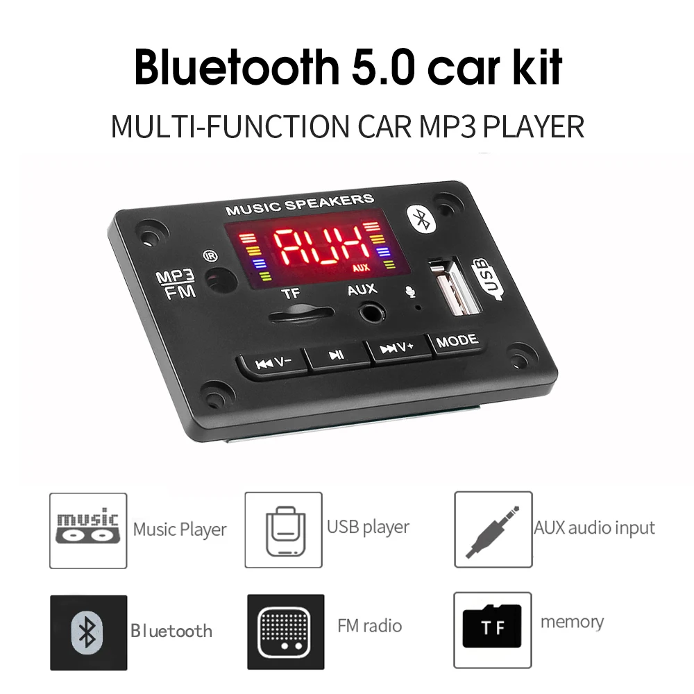 KEBIDU 5 v 12v Car Bluetooth 5.0 MP3 Decoder Board Module USB MP3 Player WMA WAV TF Card Slot / USB / FM Remote Board Module
KEBIDU 5 v 12v Car Bluetooth 5.0 MP3 Decoder Board Module USB MP3 Player WMA WAV TF Card Slot / USB / FM Remote Board Module