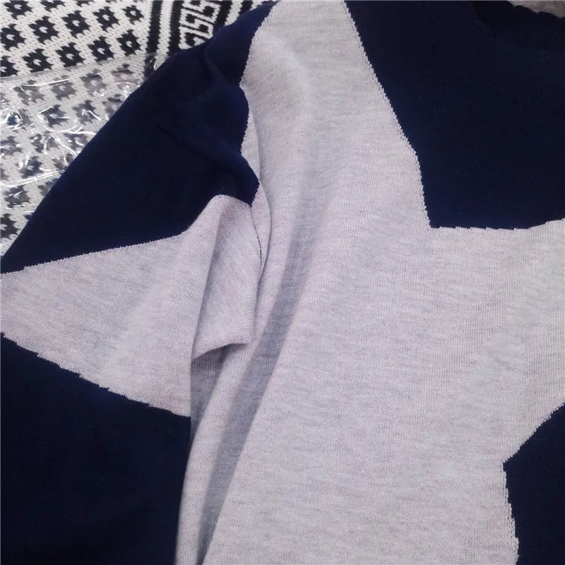 Women Sweater Autumn and Winter New Simple Contrast Color Five-pointed Star Wave Side Long-sleeved Round Neck Sweater
Women Sweater Autumn and Winter New Simple Contrast Color Five-pointed Star Wave Side Long-sleeved Round Neck Sweater