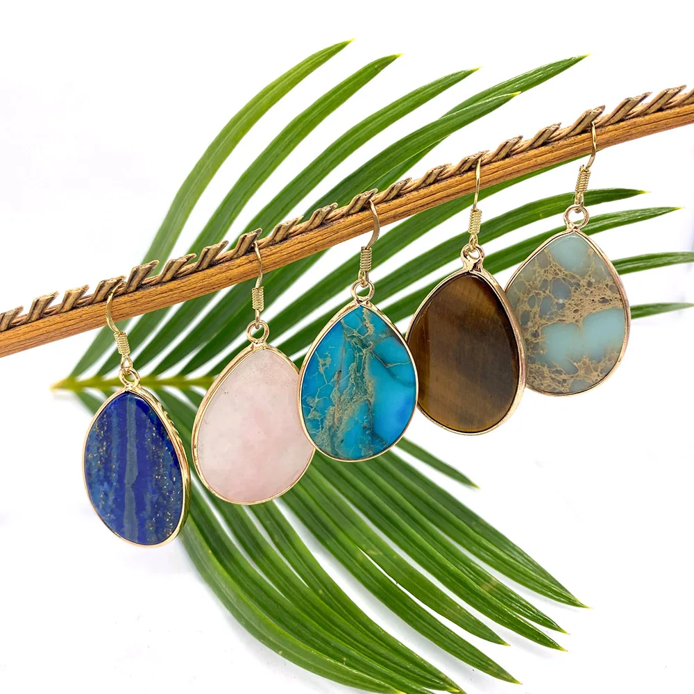Natural Stone Earrings Drop-shaped Multi-color Metal Edging Suitable for Ladies Party Decoration DIY Fashion Jewelry Wholesale
Natural Stone Earrings Drop-shaped Multi-color Metal Edging Suitable for Ladies Party Decoration DIY Fashion Jewelry Wholesale