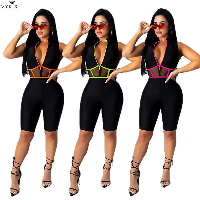 Women Summer Splicing V-neck Bodycon Midi Moto Biker Knee Length Jumpsuits Sports Playsuits Bodysuits One Piece Clubwear Rompers
Women Summer Splicing V-neck Bodycon Midi Moto Biker Knee Length Jumpsuits Sports Playsuits Bodysuits One Piece Clubwear Rompers