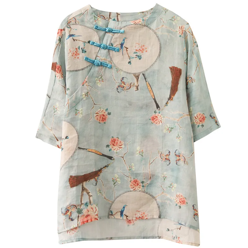 Summer Women Chinese Style Retro Blouse Print Tops Casual Cotton Linen Shirt Traditional Hanfu Elegant Fashion Oriental Clothing
Summer Women Chinese Style Retro Blouse Print Tops Casual Cotton Linen Shirt Traditional Hanfu Elegant Fashion Oriental Clothing