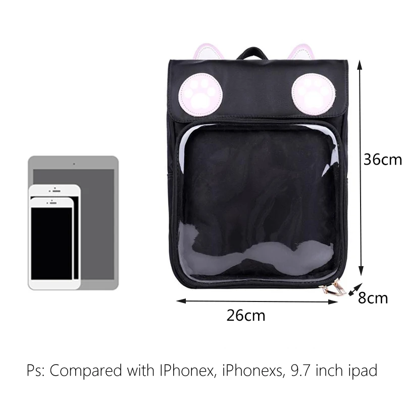 2021 Women Cute ITA Bag Wih Cat Bagging Backpacks Paws School Backpack for Teenager Girls Transparent Backpack Clear Itabag H204
2021 Women Cute ITA Bag Wih Cat Bagging Backpacks Paws School Backpack for Teenager Girls Transparent Backpack Clear Itabag H204