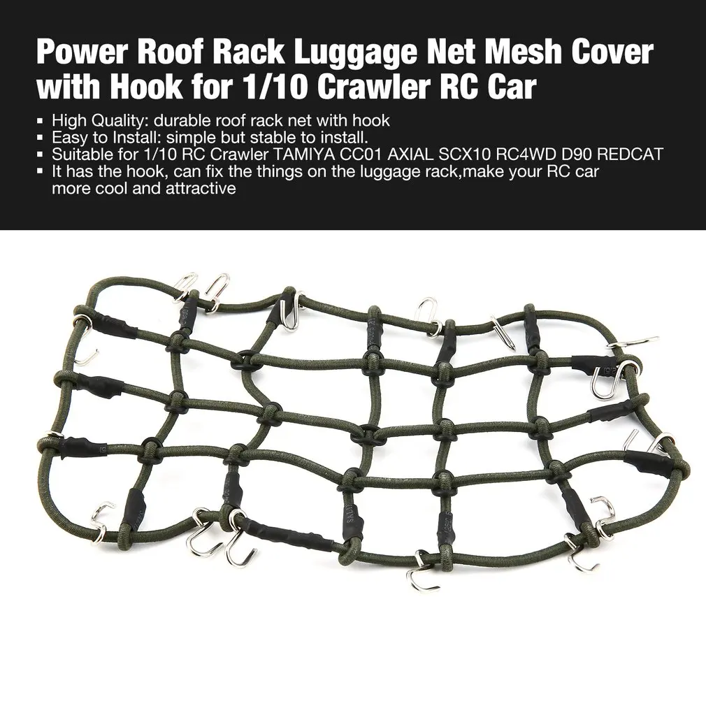 T-Power Roof Rack Luggage Net Carrier Mesh Cover with Hook for 1/10 Crawler RC Car CC01 AXIAL SCX10 RC4WD D90 | Игрушки и хобби