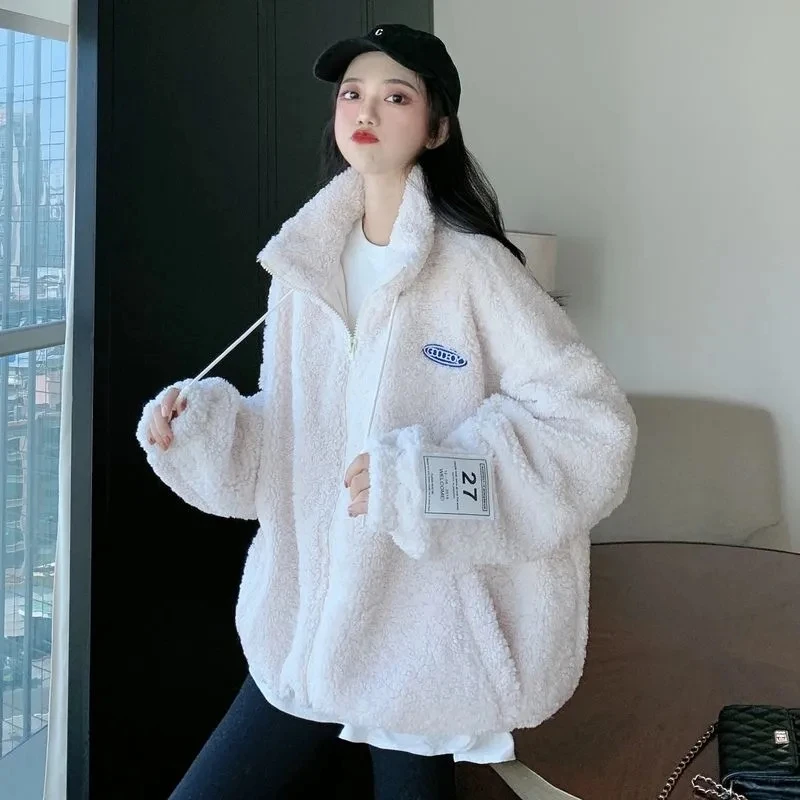 Winter Women Thick Warm Faux Lamb Fur Coat Ladys Zipper Pink Oversize Jackets Female Casual Loose Streetwear
Winter Women Thick Warm Faux Lamb Fur Coat Ladys Zipper Pink Oversize Jackets Female Casual Loose Streetwear