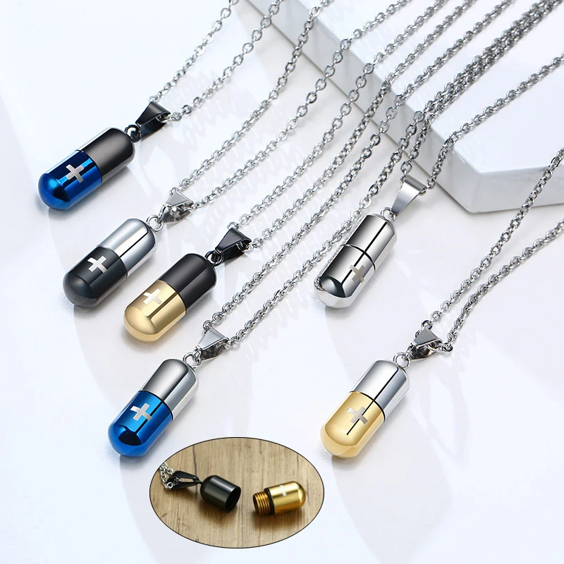 Detachable Capsule Pendant Pill Pendant Necklace Chain Necklace Charm Cross Women Necklaces Titanium Detachable Bottle Necklace
Detachable Capsule Pendant Pill Pendant Necklace Chain Necklace Charm Cross Women Necklaces Titanium Detachable Bottle Necklace