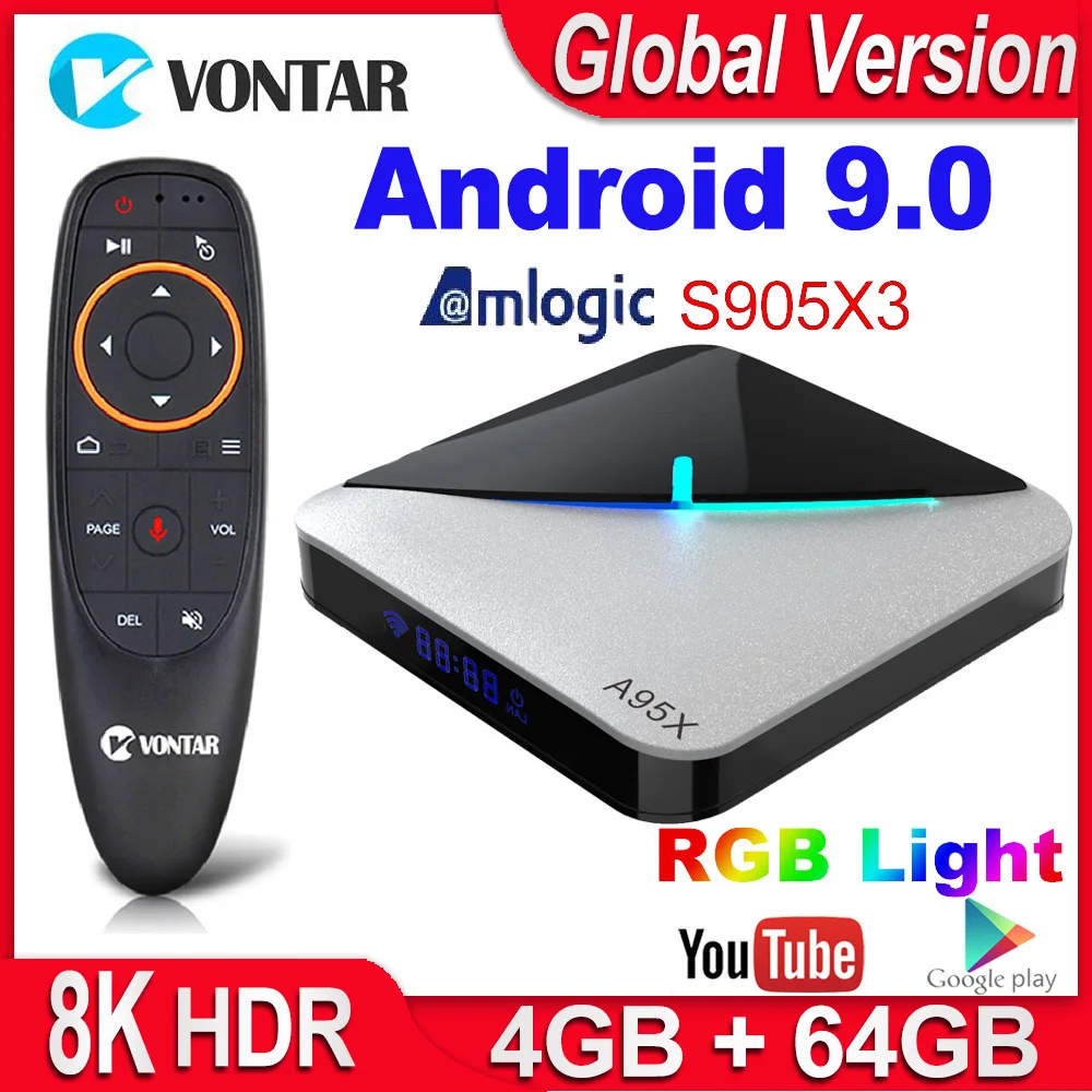 A95X F3 Air Smart TV BOX Android 9.0 Amlogic S905X3 4GB 64GB 32GB Wifi 4K Youtube 2G 16G Set top Box 8K RGB Light Android TV Box
A95X F3 Air Smart TV BOX Android 9.0 Amlogic S905X3 4GB 64GB 32GB Wifi 4K Youtube 2G 16G Set top Box 8K RGB Light Android TV Box