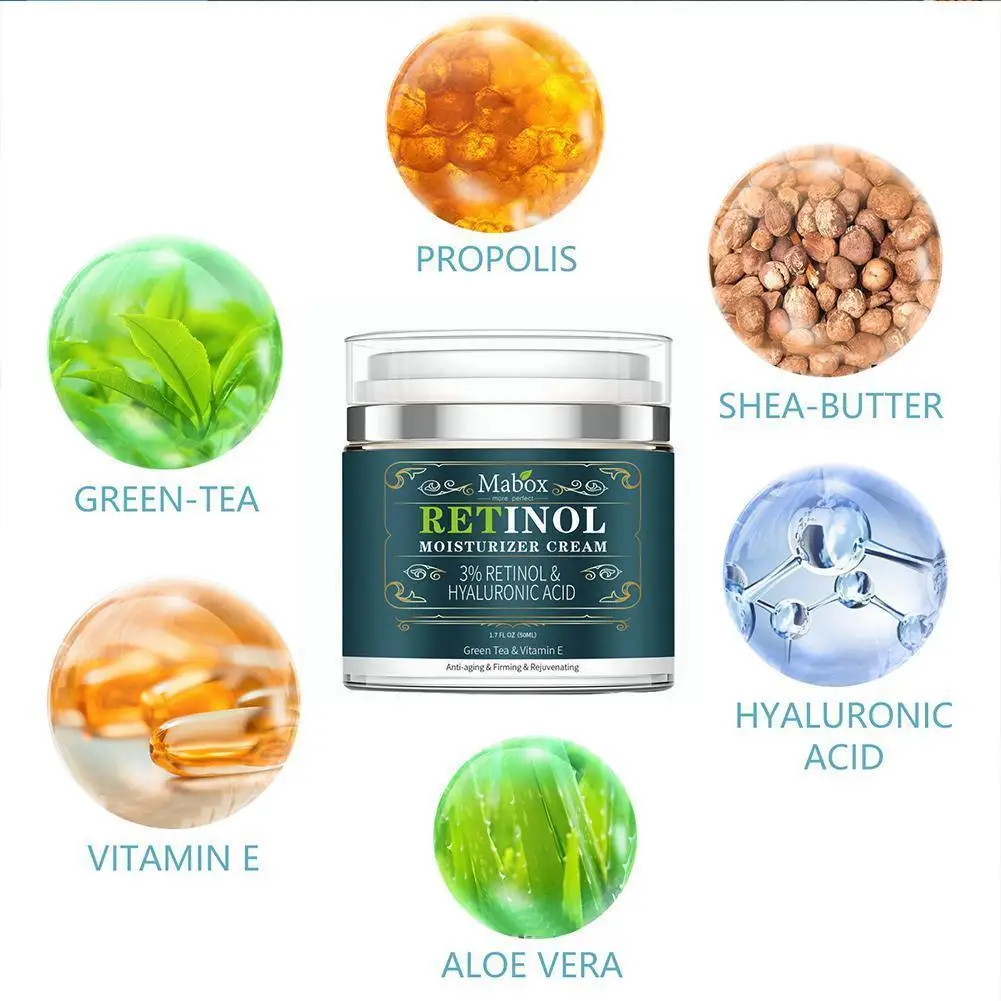 Mabox Retinol Moisturizer Face Whitening Cream Vitamin Aging Acne E Acid Hyaluronic Retin Cream Anti Collagen G9v7
Mabox Retinol Moisturizer Face Whitening Cream Vitamin Aging Acne E Acid Hyaluronic Retin Cream Anti Collagen G9v7