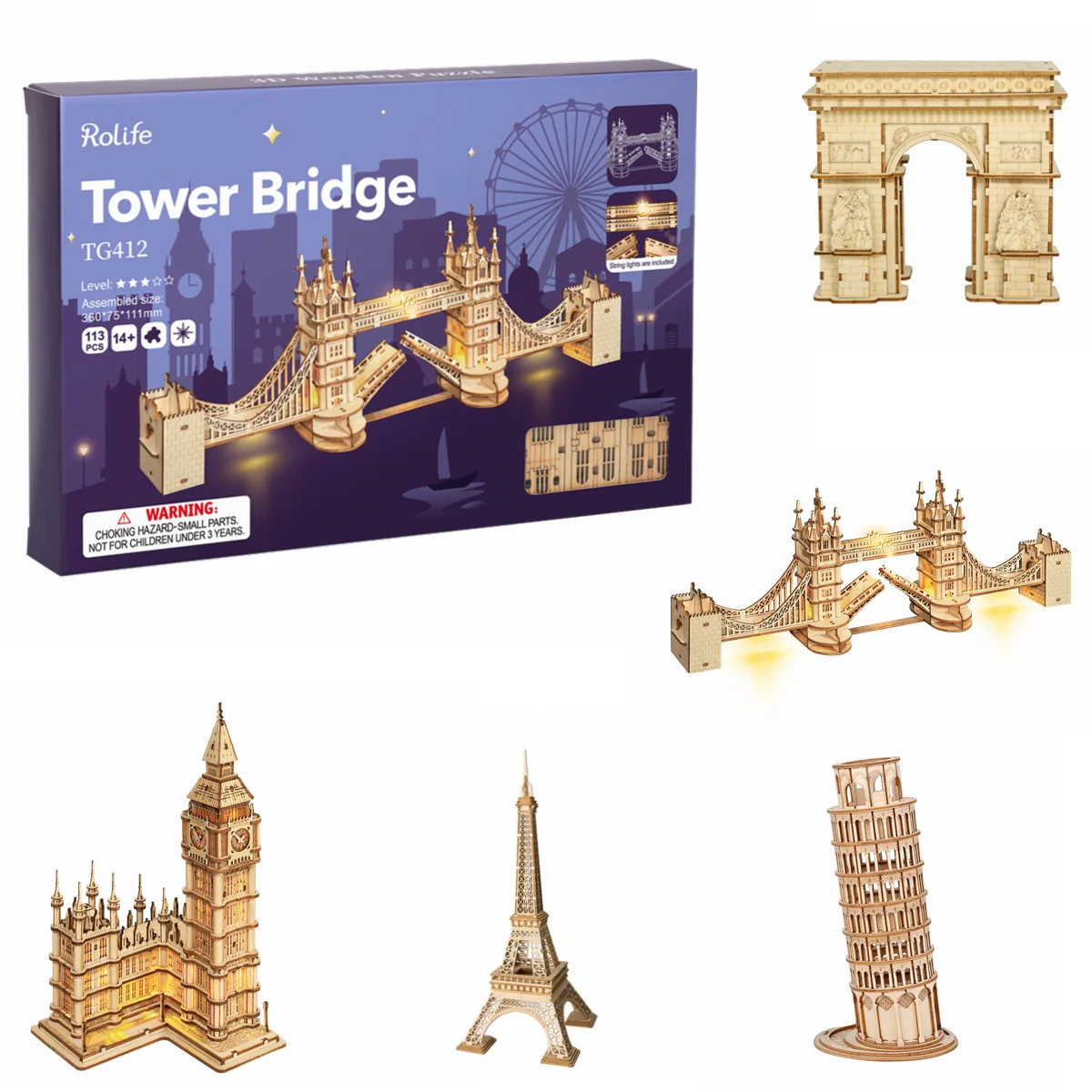 Rolife DIY 3D Tower Bridge,Big Ben,Famous Building Wooden Puzzle Game Assembly Toy Gift for Children Teen Adult Juegos De Mesa
Rolife DIY 3D Tower Bridge,Big Ben,Famous Building Wooden Puzzle Game Assembly Toy Gift for Children Teen Adult Juegos De Mesa